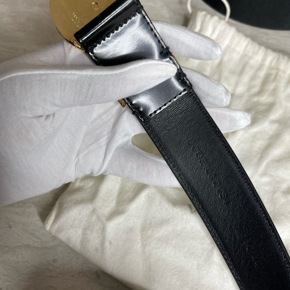 SOLDSOLDSOLD VERSACE MENS BLACK CRYSTAL MEDUSA BUCKLE LEATHER BELT - Picture 6 of 7